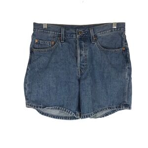 Levis Premium 501 Original Womens High Rise Denim Shorts Sz 26 Blue Cotton